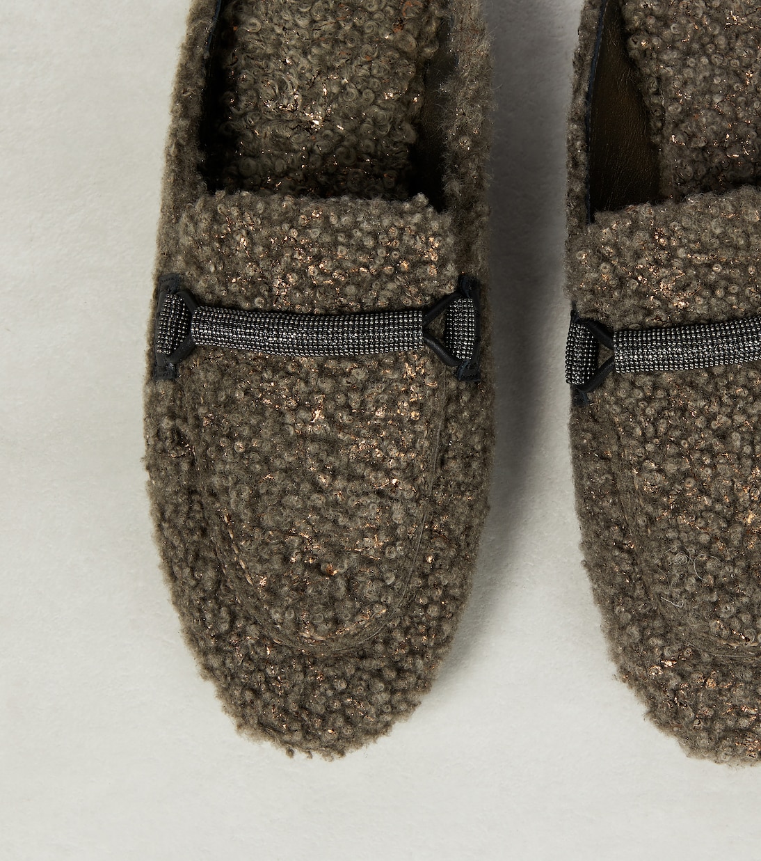 Embellished shearling slippers | Brunello Cucinelli