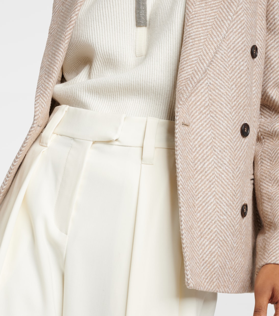 Weite High-Rise-Hose aus Gabardine | Brunello Cucinelli