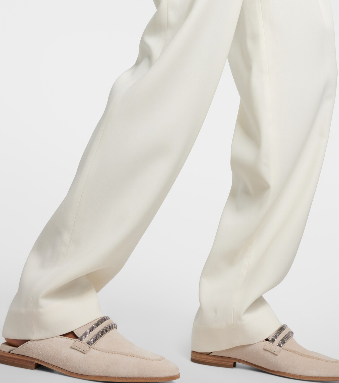 Weite High-Rise-Hose aus Gabardine | Brunello Cucinelli