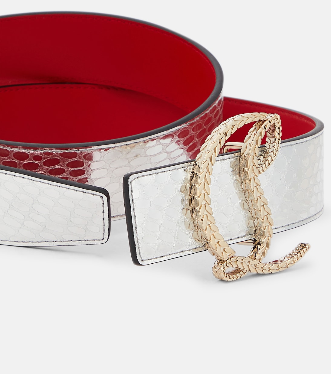 Cinturón CL 35mm de piel metalizada | Christian Louboutin