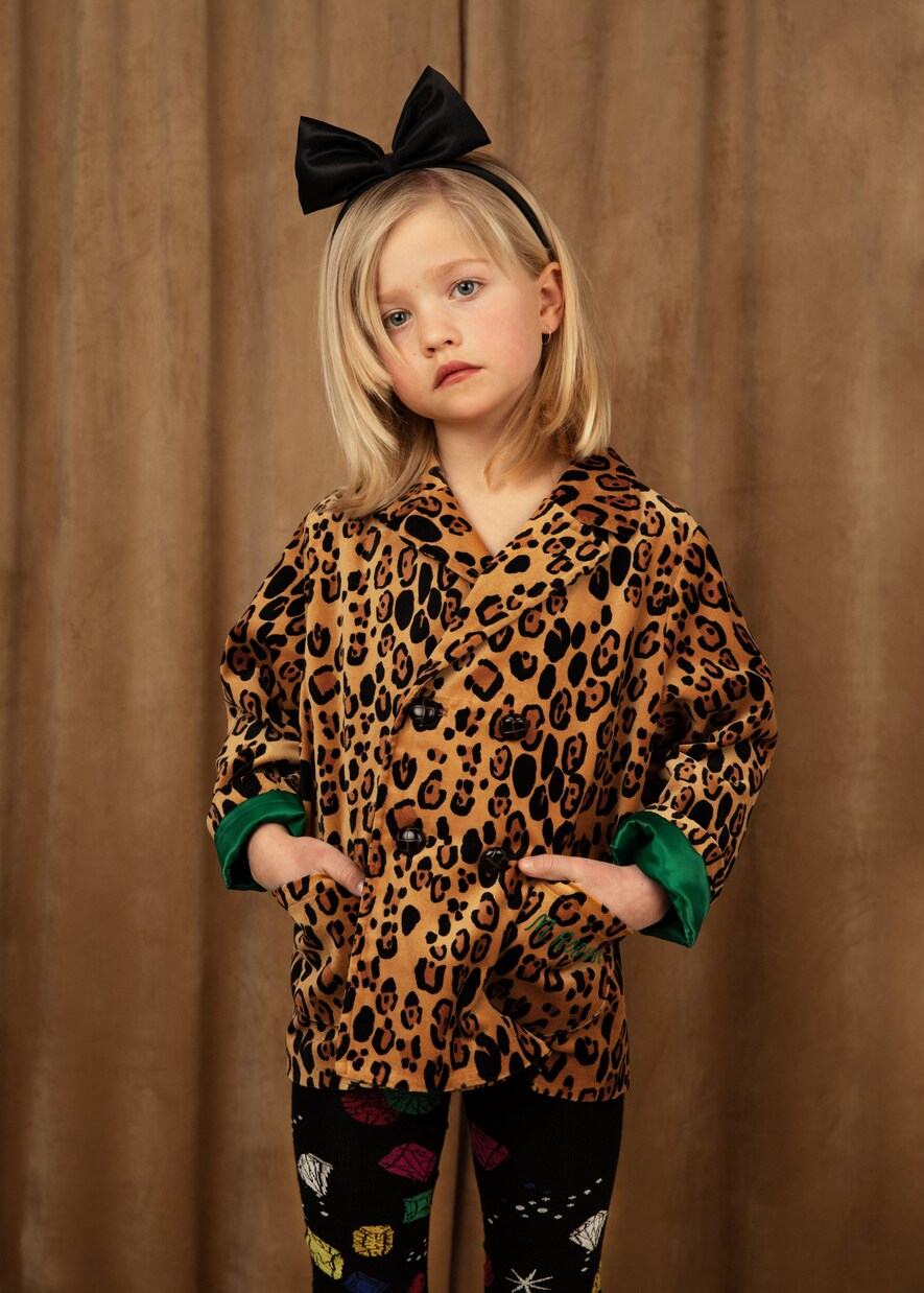 Leopard cotton velvet blazer | Mini Rodini