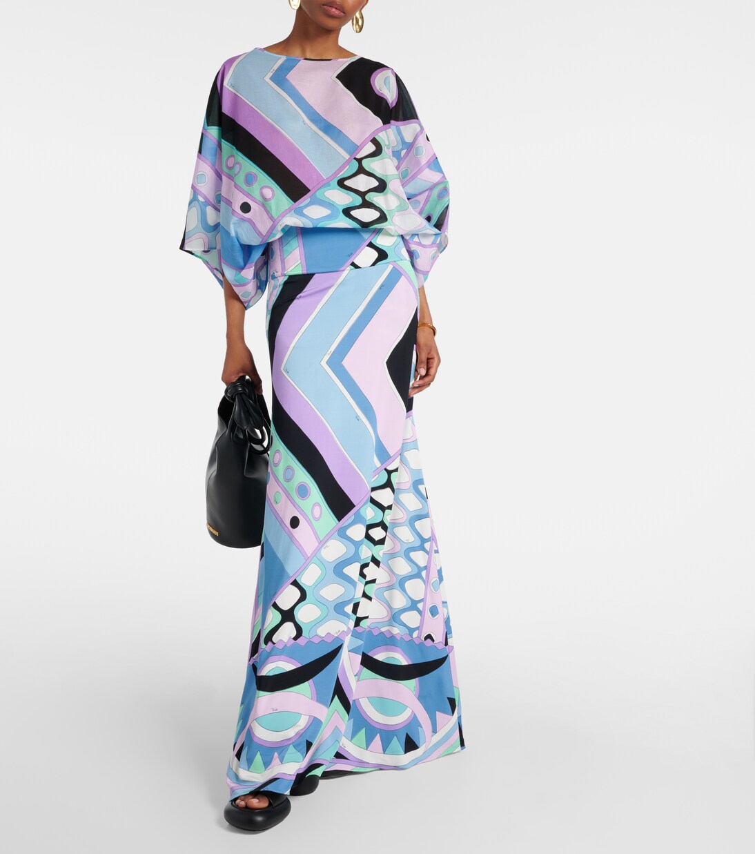 Falda larga Vivara de satén de jersey | Pucci