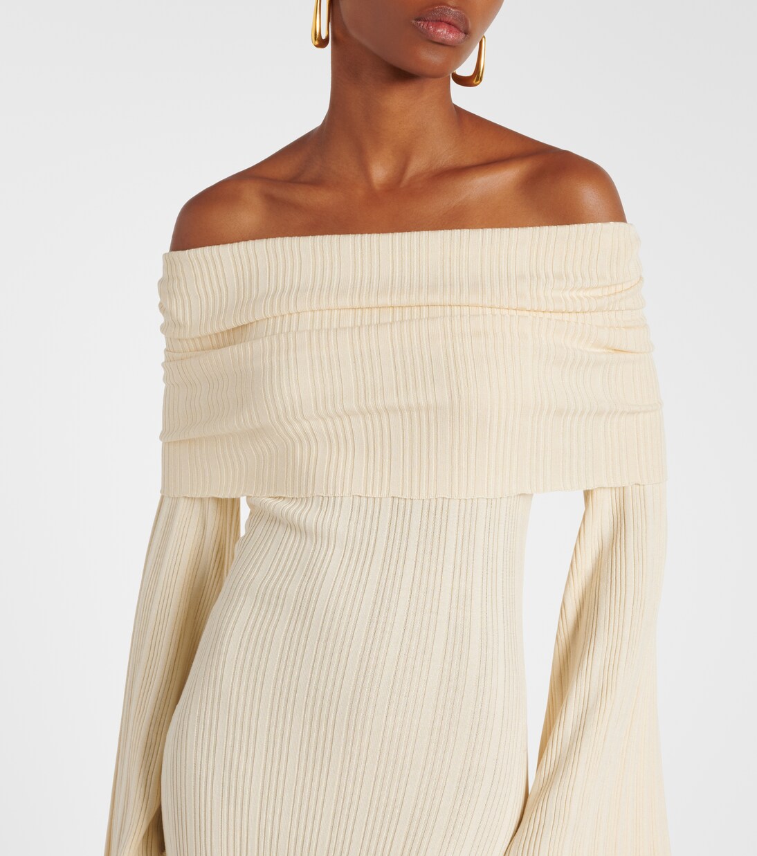 Off-shoulder linen-blend maxi dress | Aya Muse