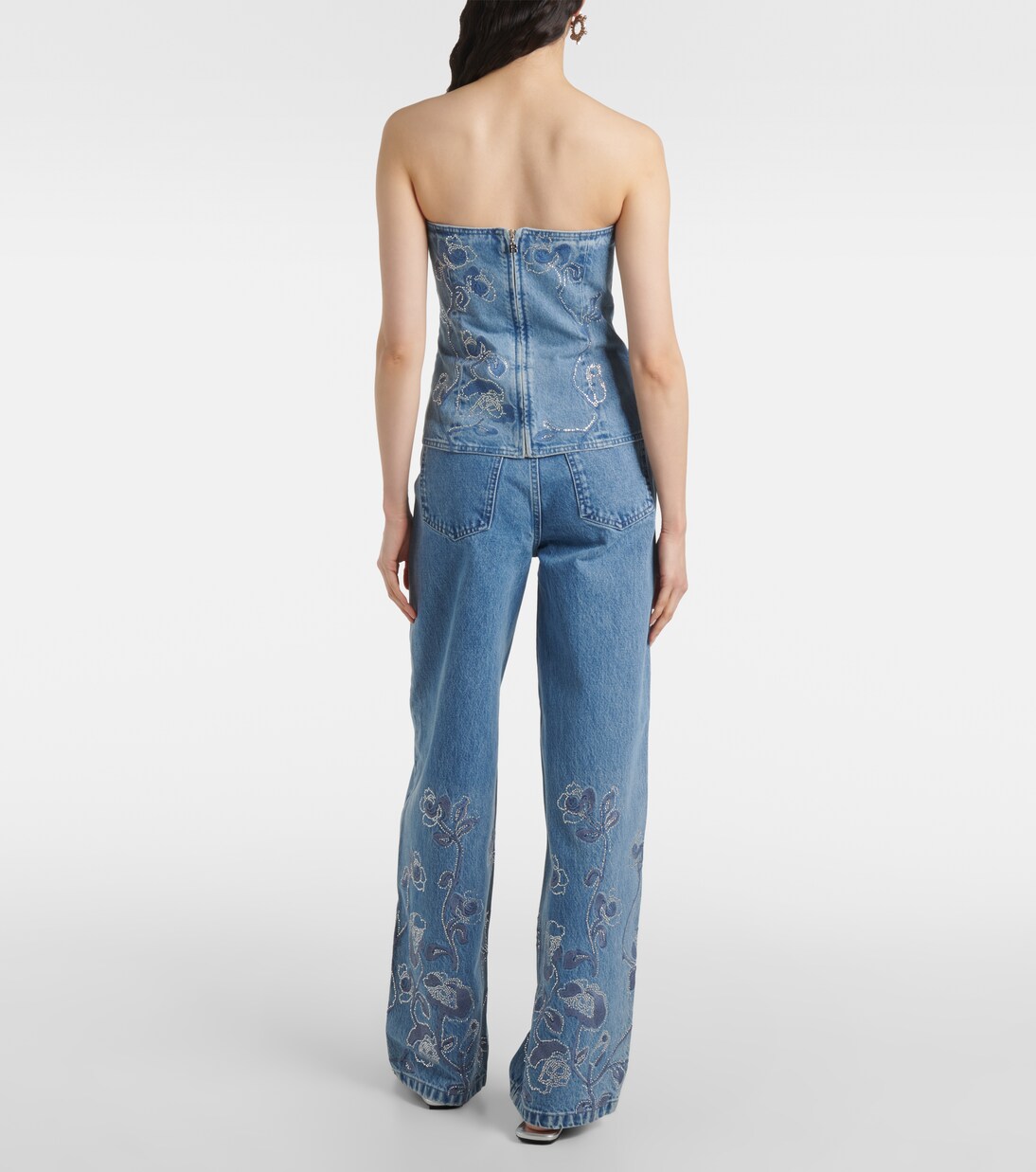 Top aus Denim mit Kristallen | Rotate