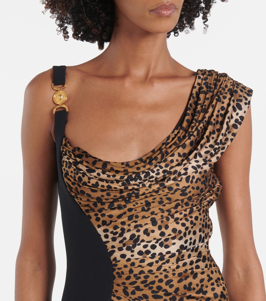 Medusa '95 leopard-print draped gown | Versace