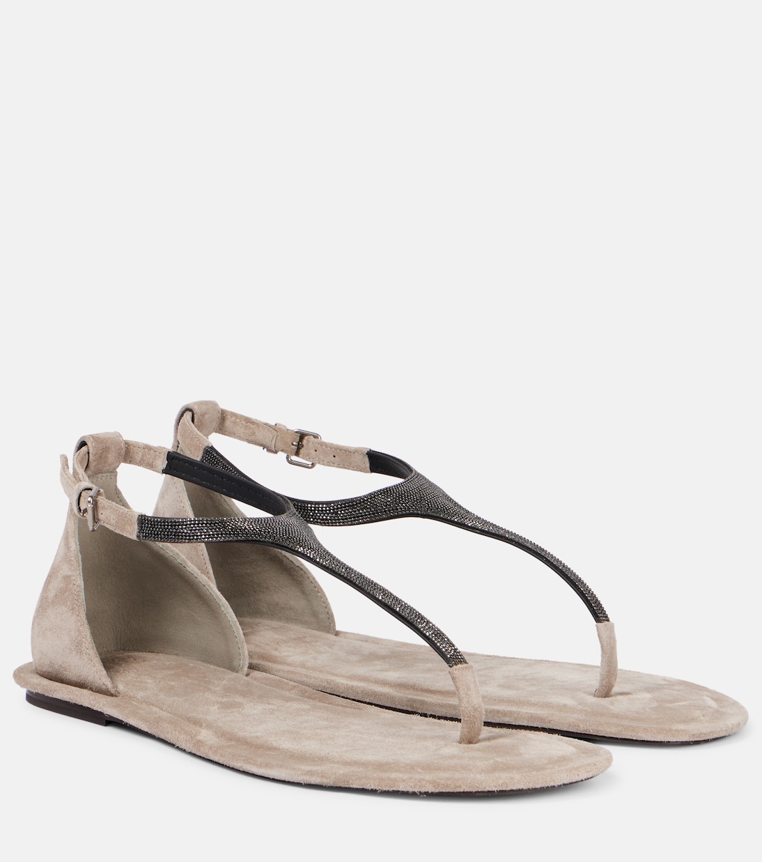 Sandalen Monili aus Veloursleder | Brunello Cucinelli