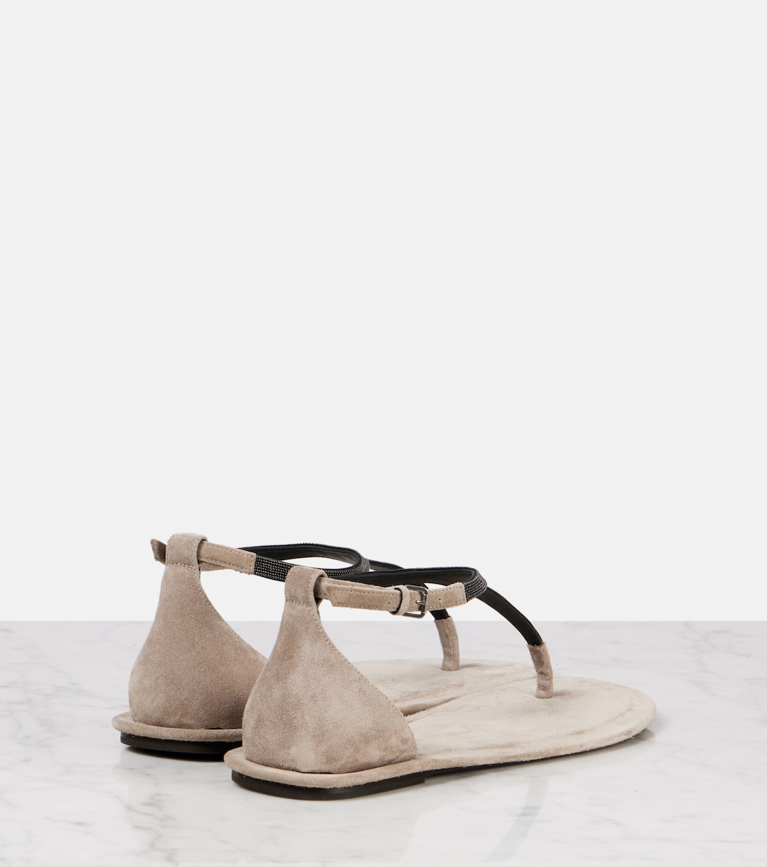 Sandalen Monili aus Veloursleder | Brunello Cucinelli