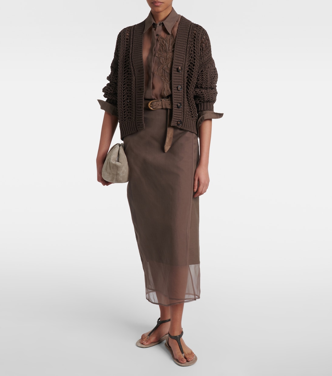 Sandalen Monili aus Veloursleder | Brunello Cucinelli