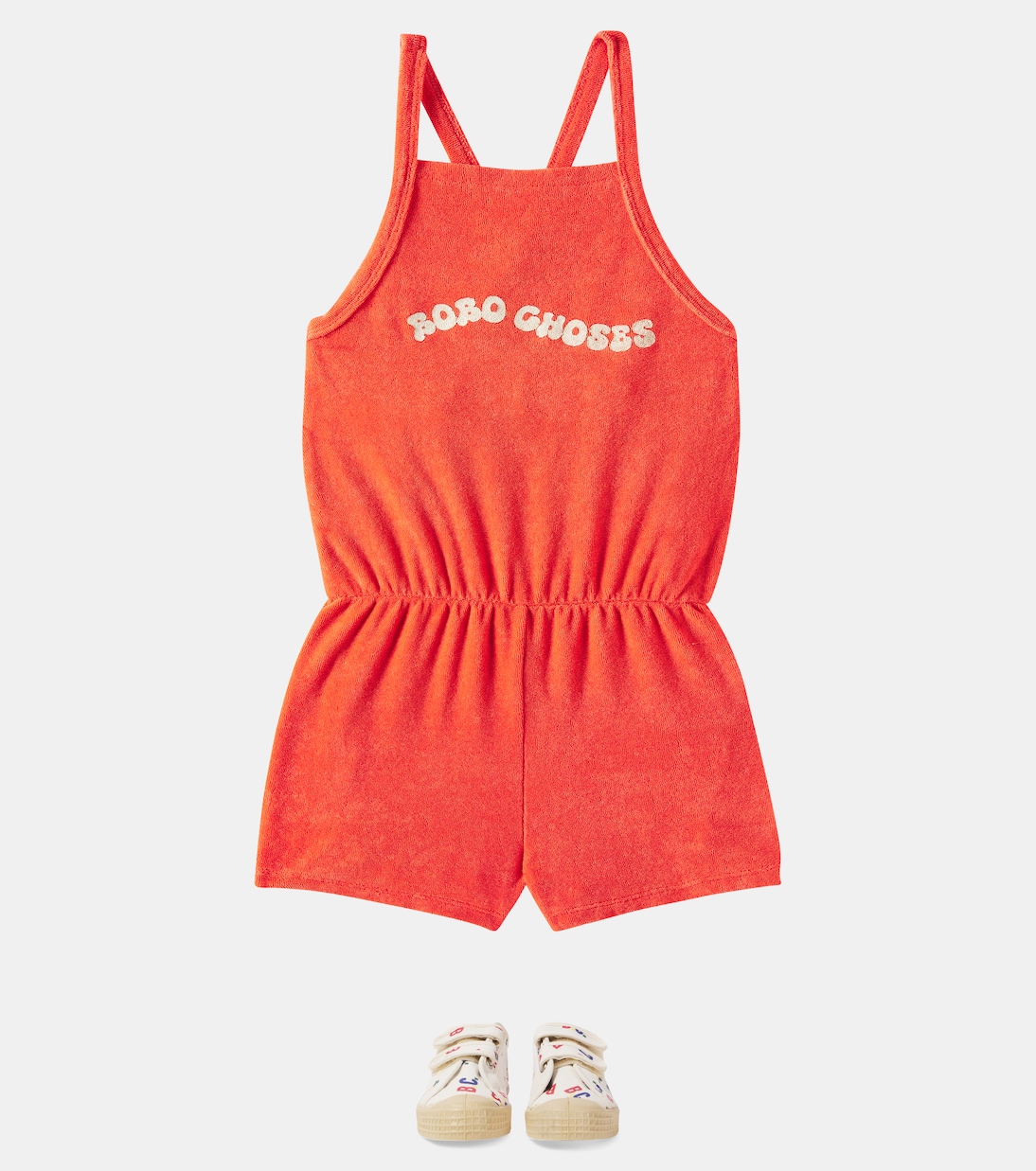 Wavy cotton-blend terry playsuit | Bobo Choses