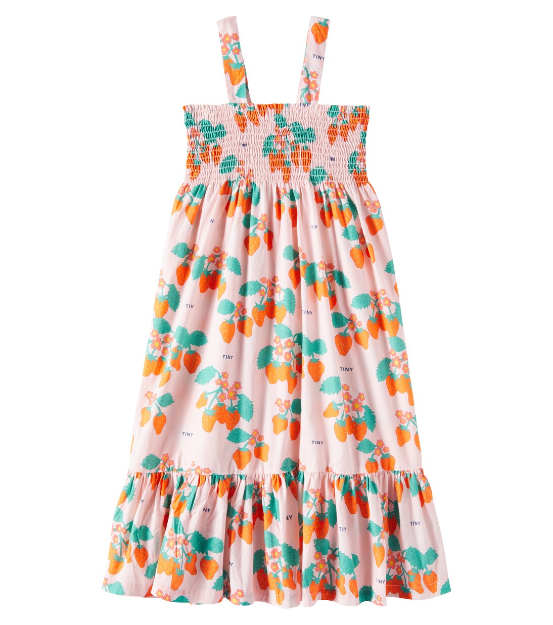 Strawberries shirred cotton dress | Tinycottons