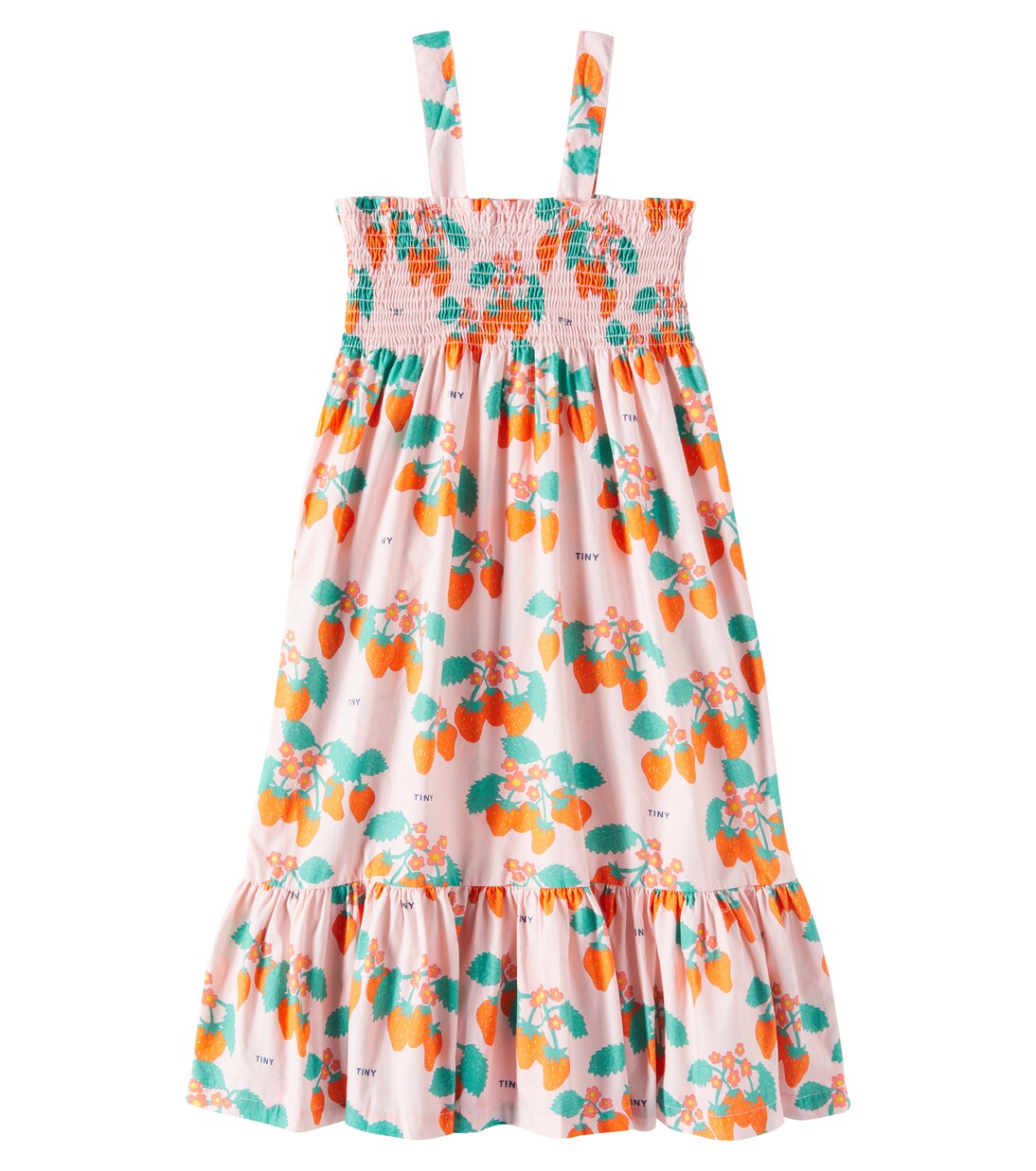 Strawberries shirred cotton dress | Tinycottons