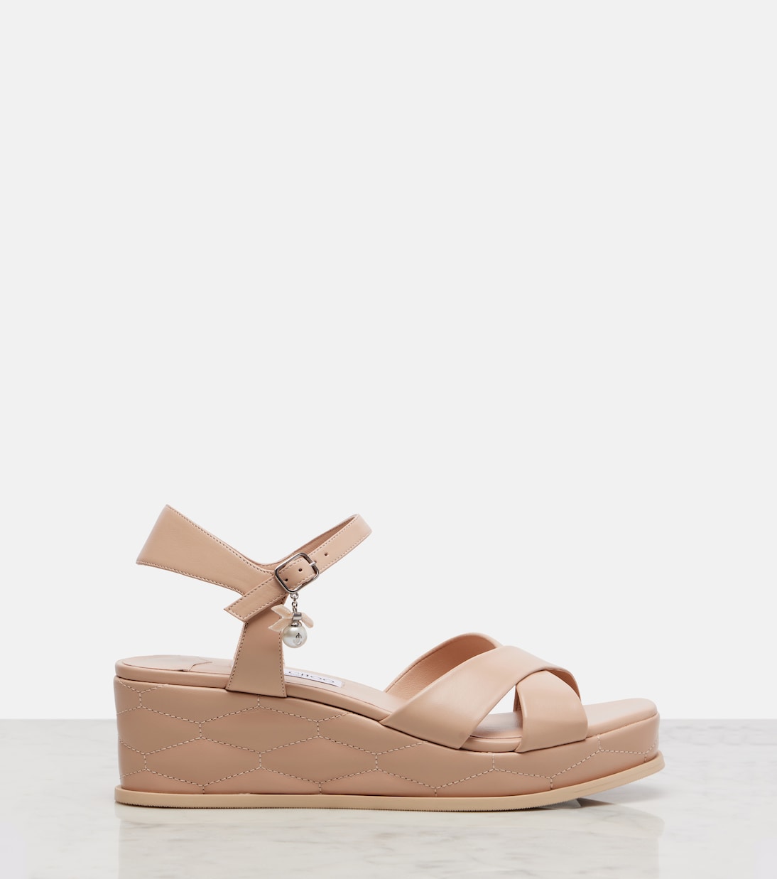 Astra 60 leather wedge sandals | Jimmy Choo