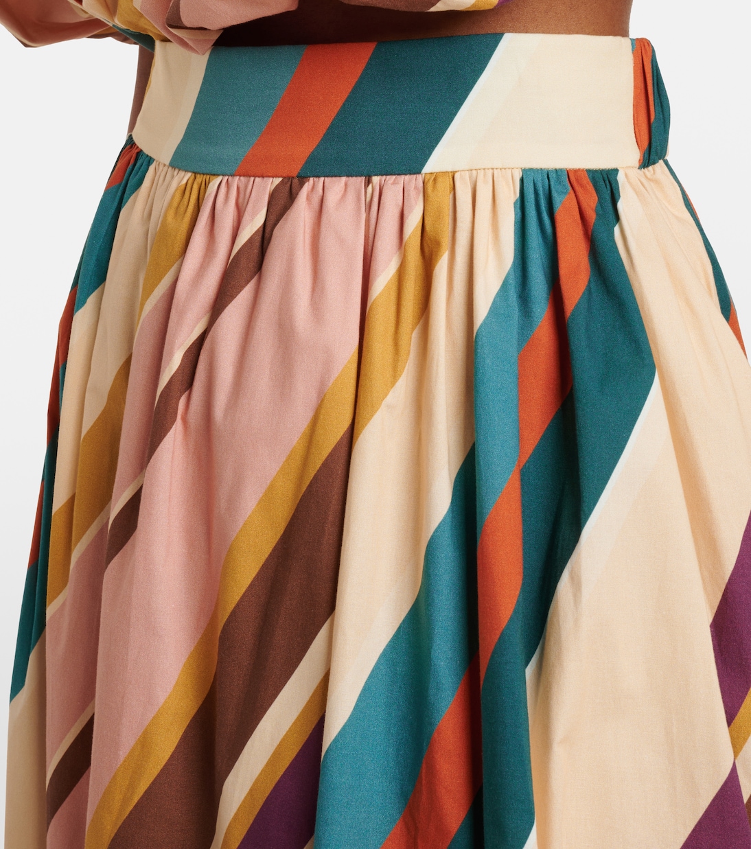 Falda larga en mezcla de algodón a rayas | Adriana Degreas