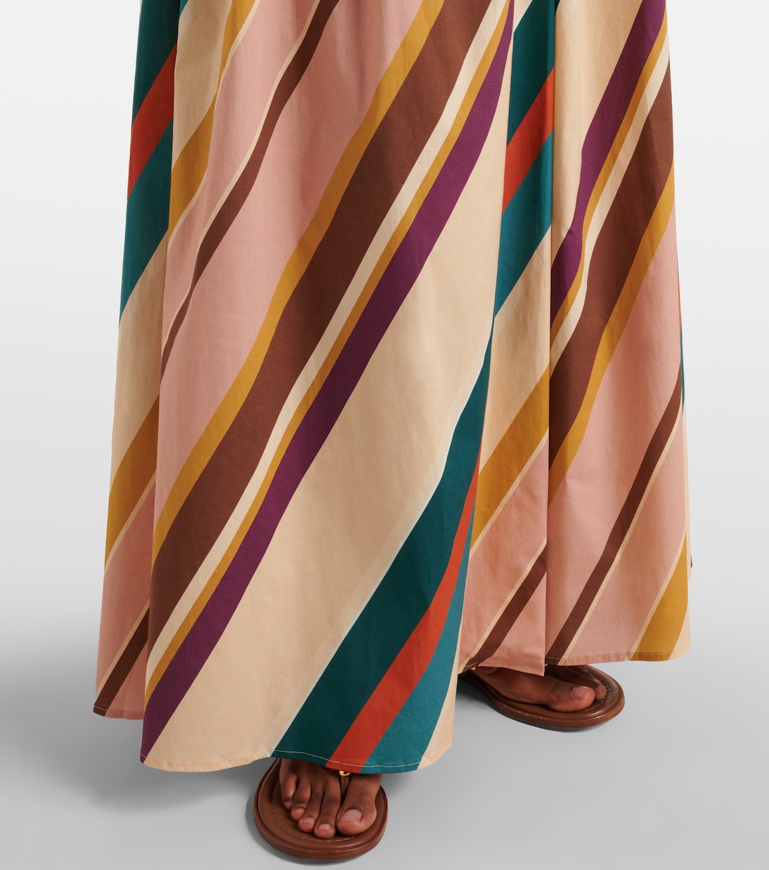 Falda larga en mezcla de algodón a rayas | Adriana Degreas