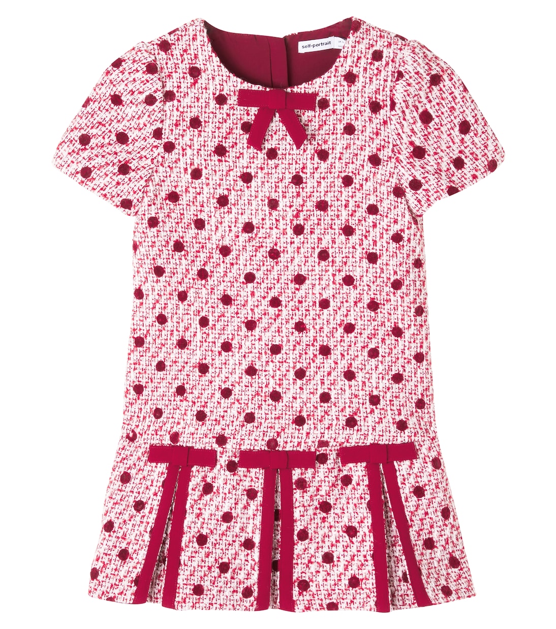 Abito in bouclé a pois con fiocco | Self-Portrait Kids