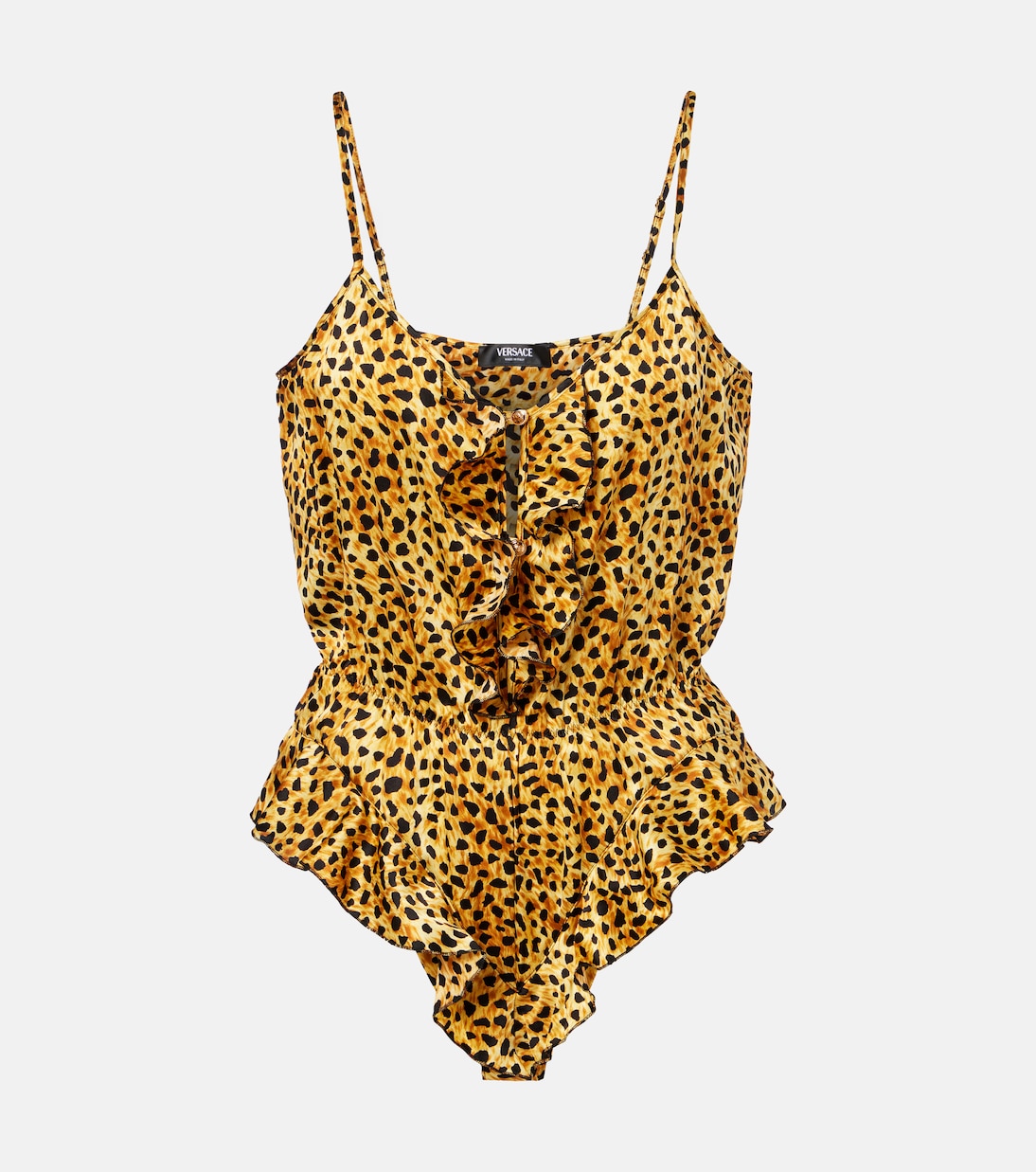Leopard-print silk satin bodysuit | Versace