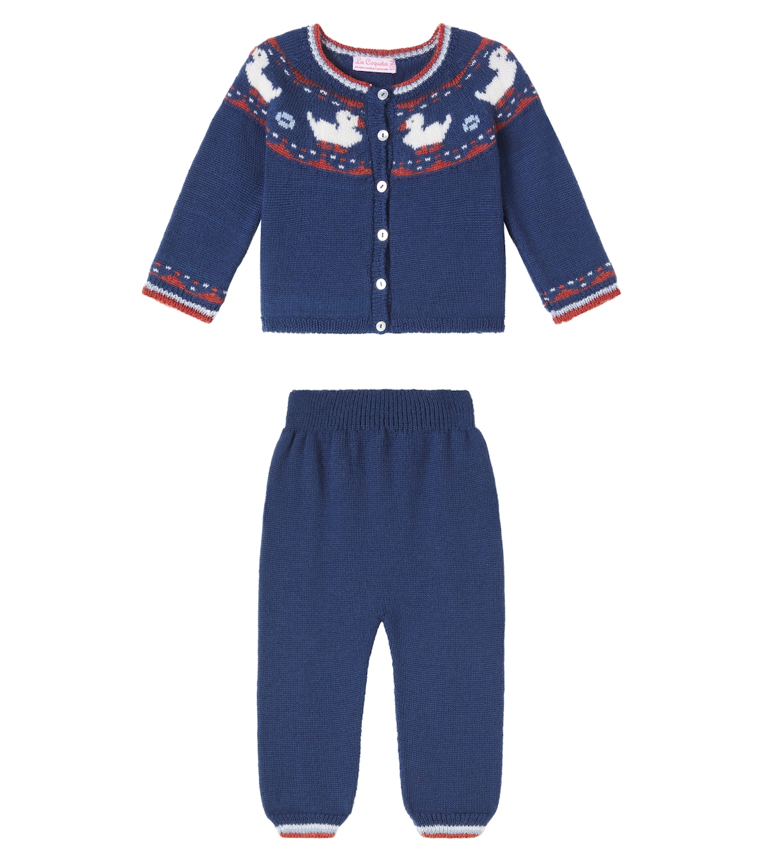 Baby Mavi wool cardigan and pants set | La Coqueta