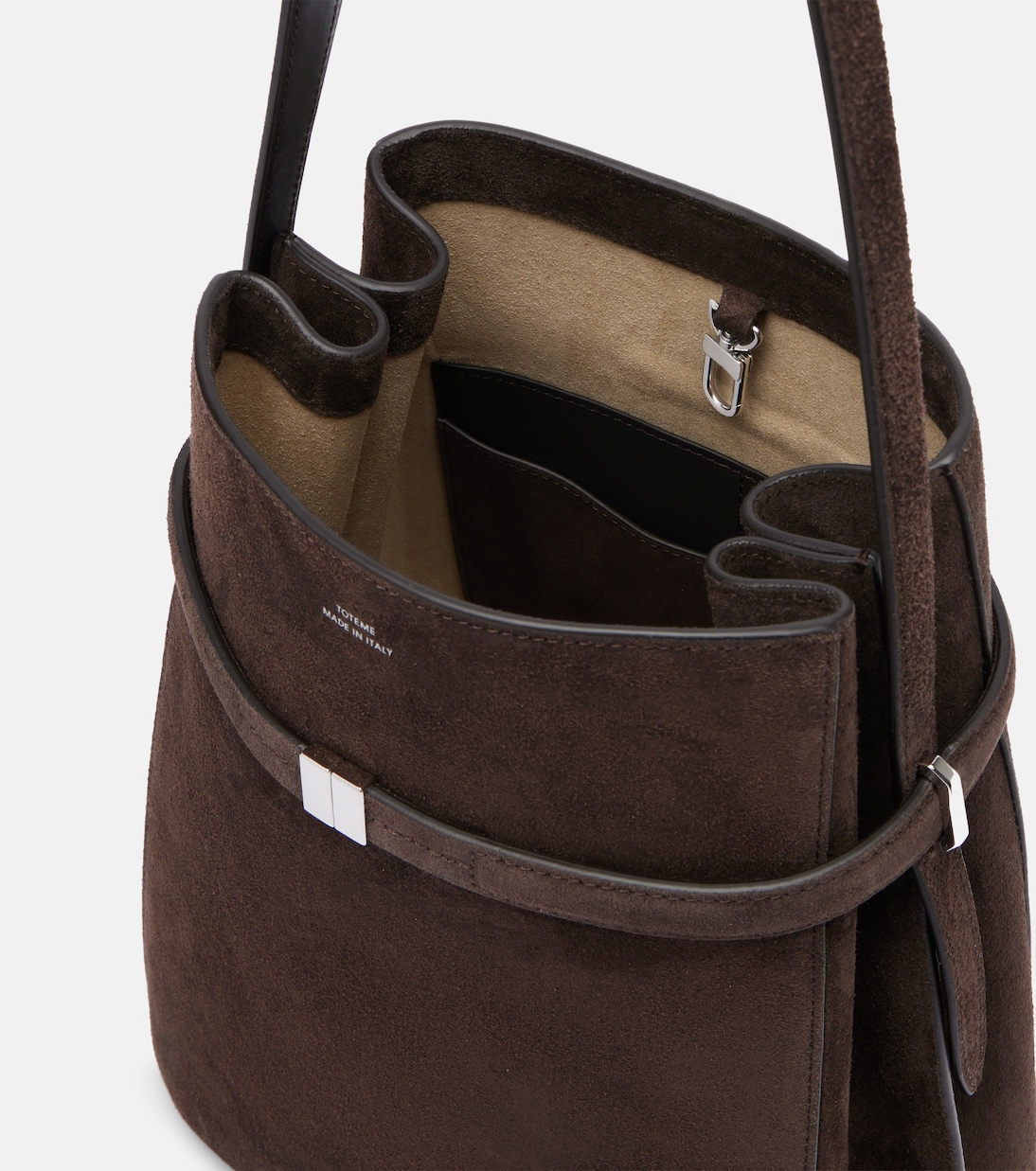 Bucket Bag Belted aus Veloursleder | Toteme
