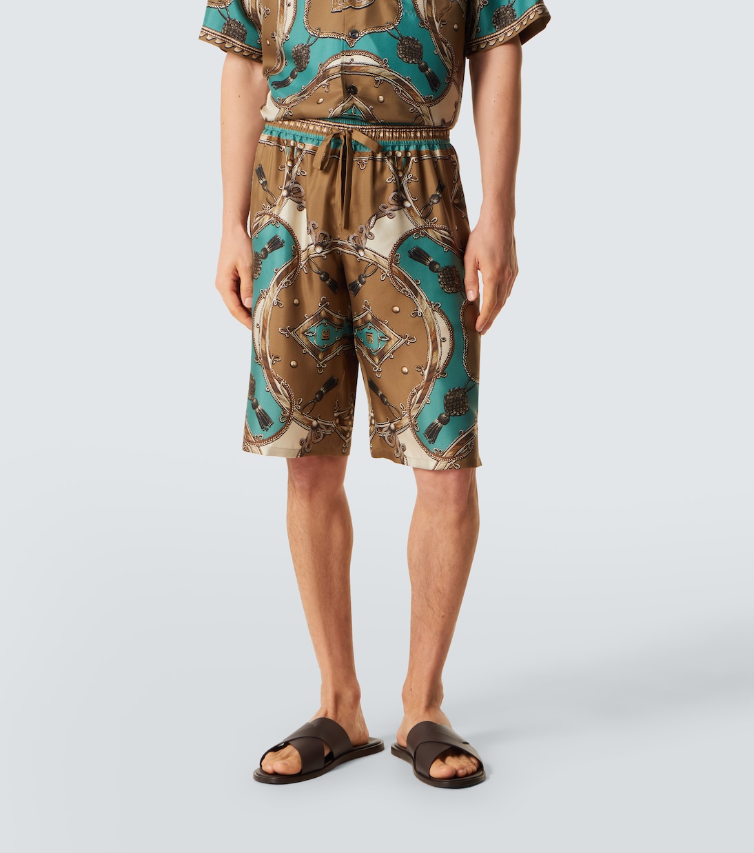 Shorts in twill di seta con stampa | Dolce&Gabbana