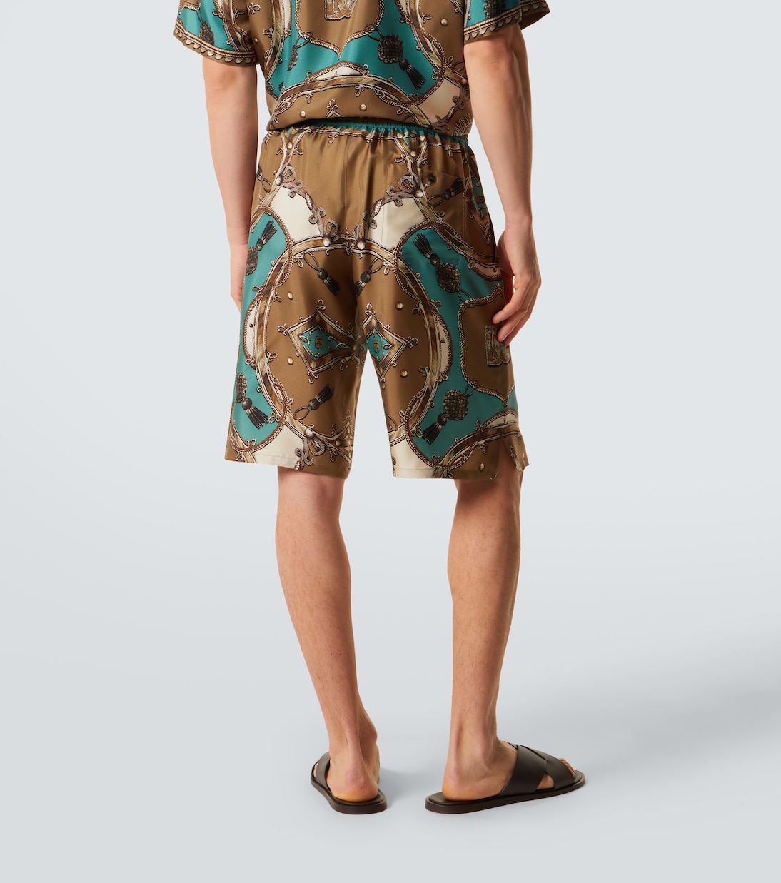 Shorts in twill di seta con stampa | Dolce&Gabbana