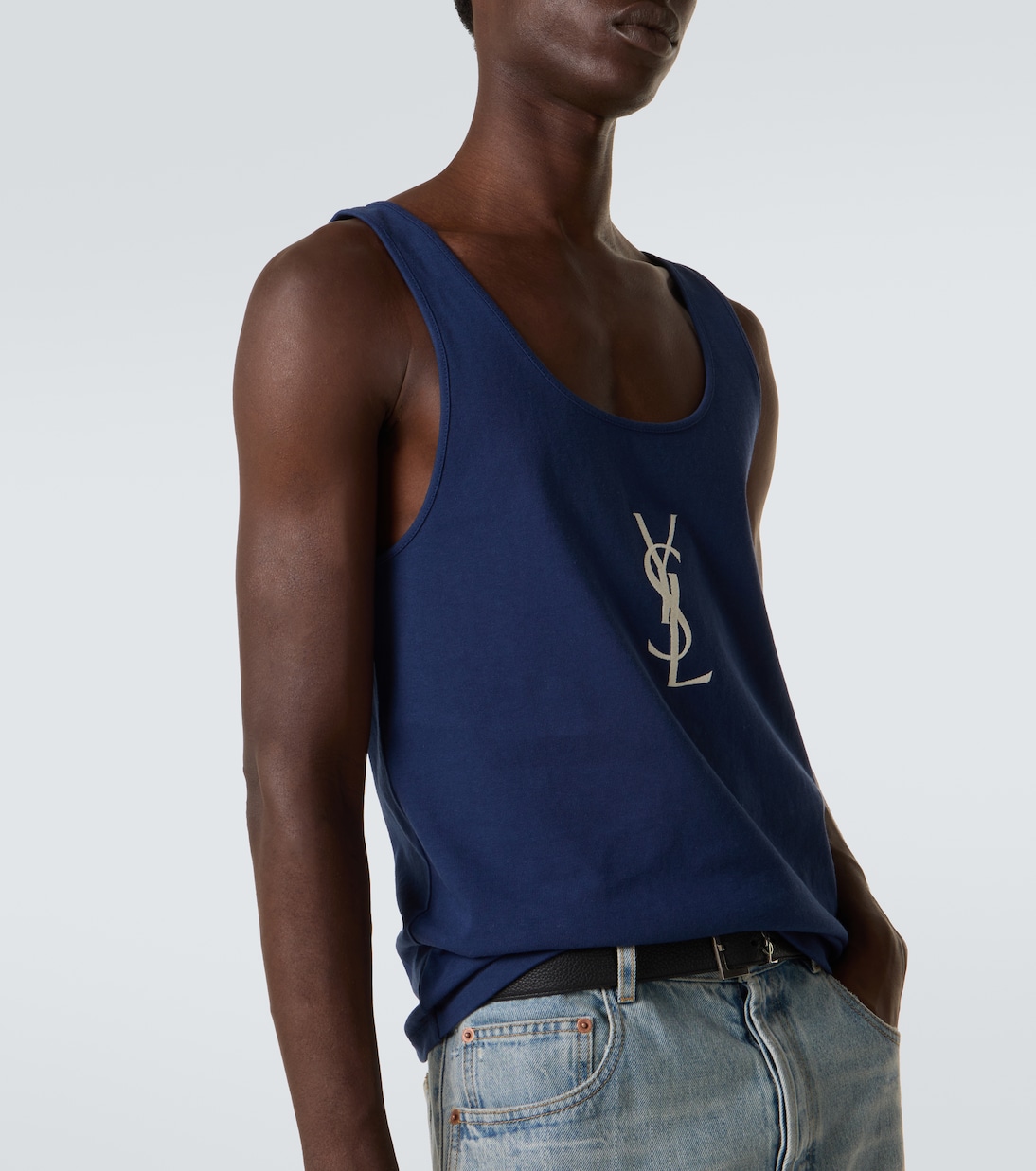 Cassandre embroidered cotton tank top | Saint Laurent