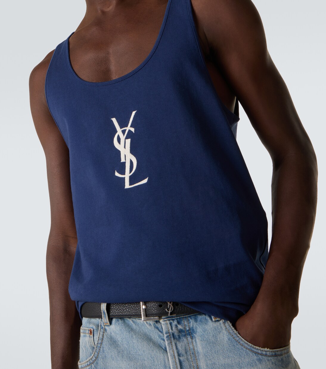 Cassandre embroidered cotton tank top | Saint Laurent
