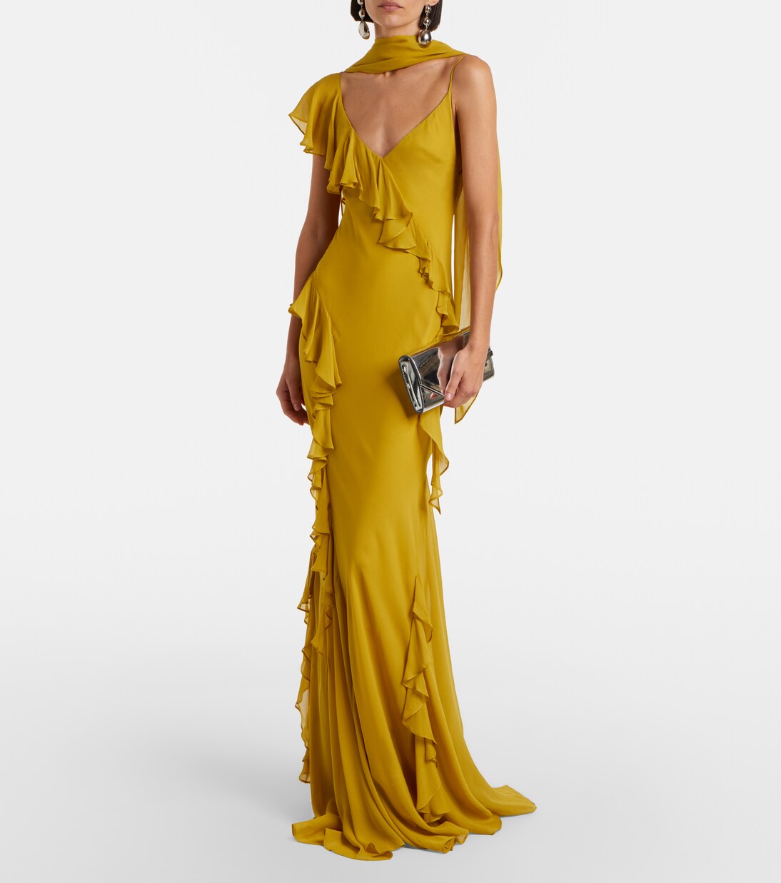 Mayara ruffled georgette gown | De La Vali