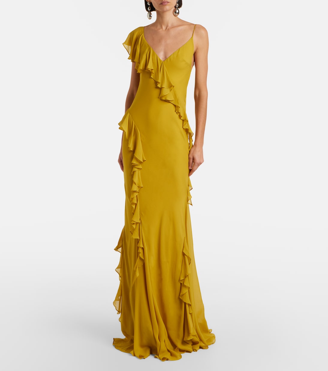 Mayara ruffled georgette gown | De La Vali