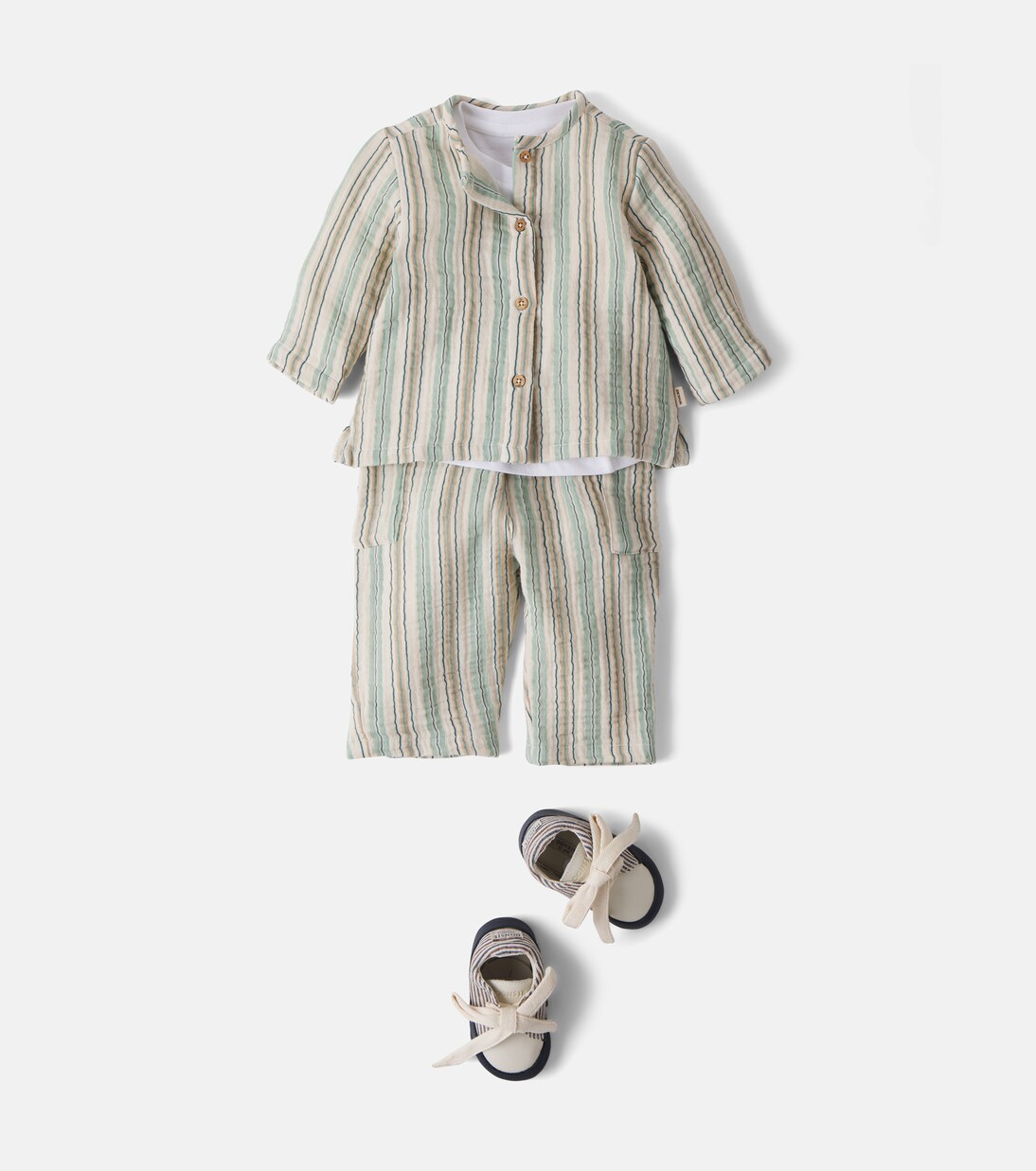 Baby Shelby cotton top and Arne cotton pants set | Wheat