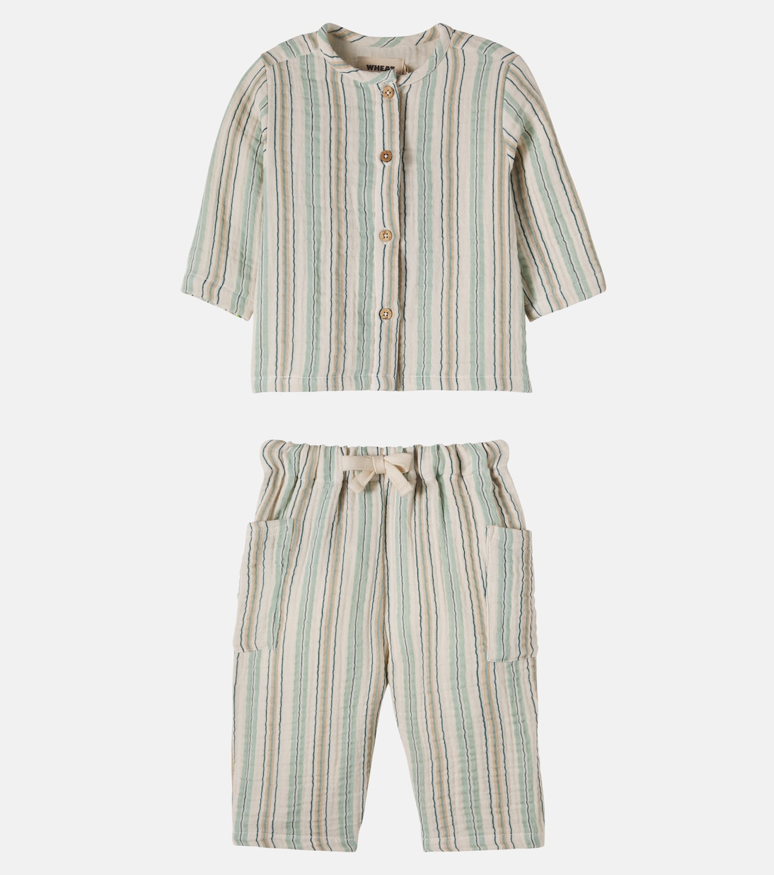 Baby Shelby cotton top and Arne cotton pants set | Wheat