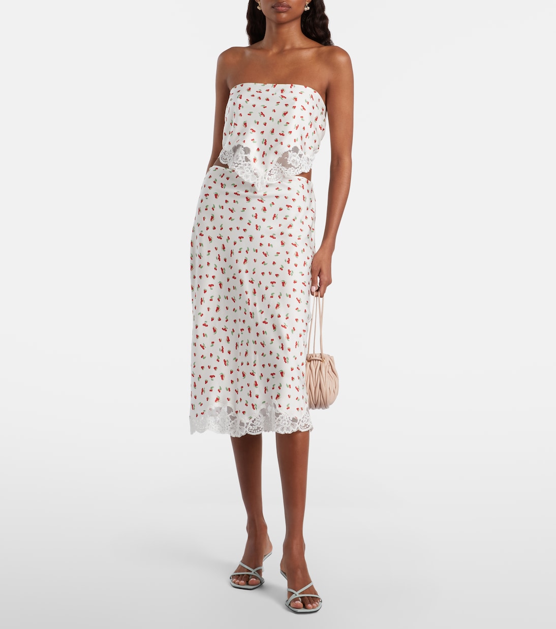 Fae lace-trimmed printed midi skirt | Posse