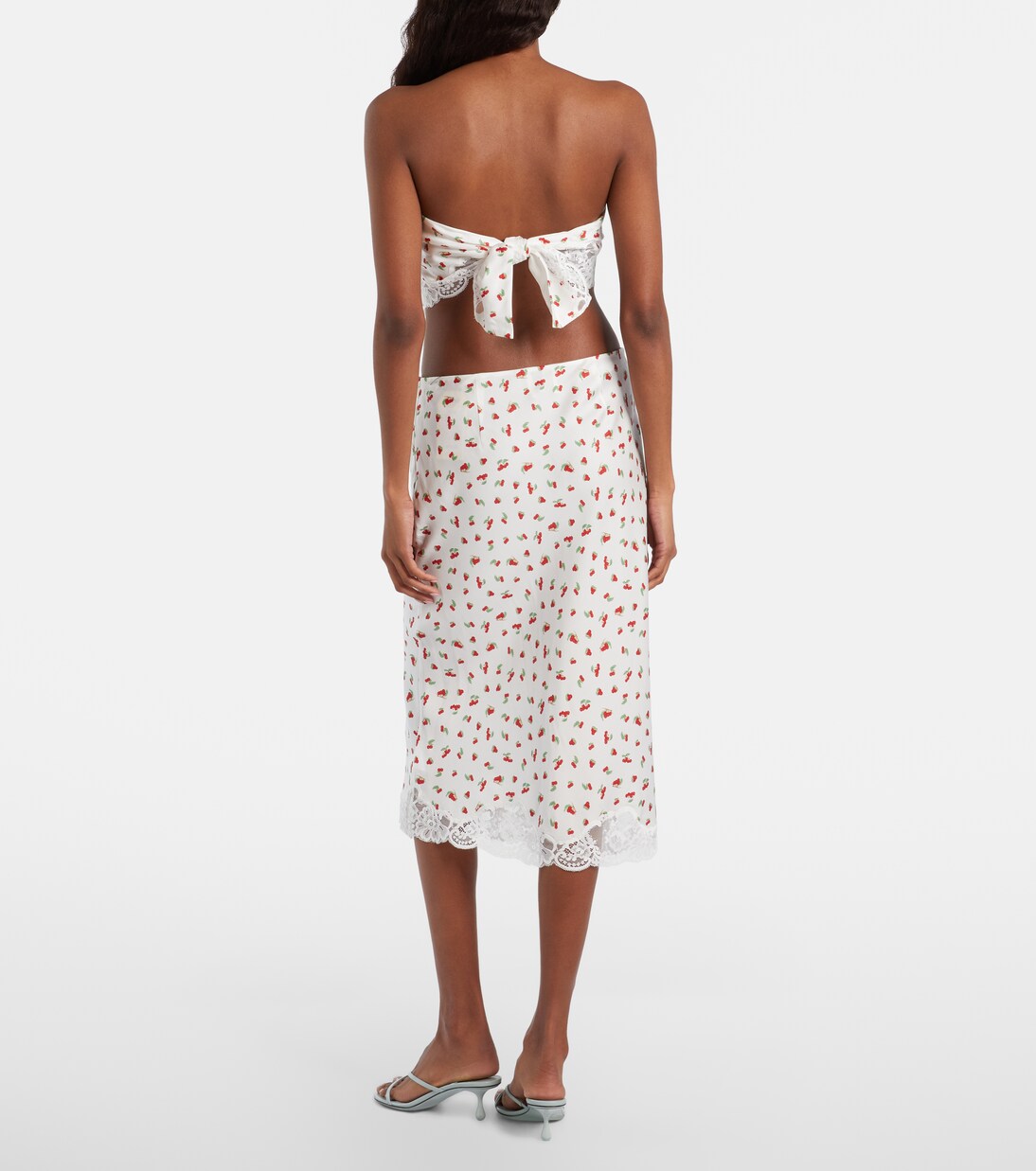 Fae lace-trimmed printed midi skirt | Posse