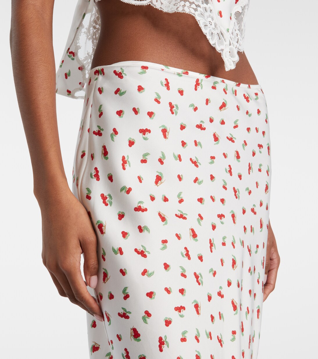 Fae lace-trimmed printed midi skirt | Posse