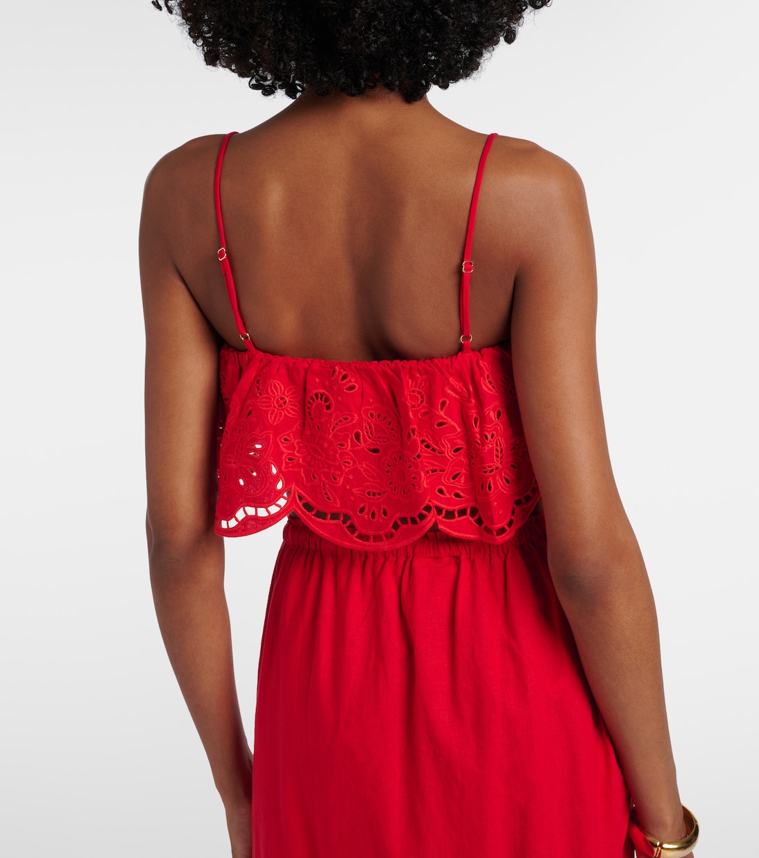 Broderie anglaise linen-blend crop top | Farm Rio