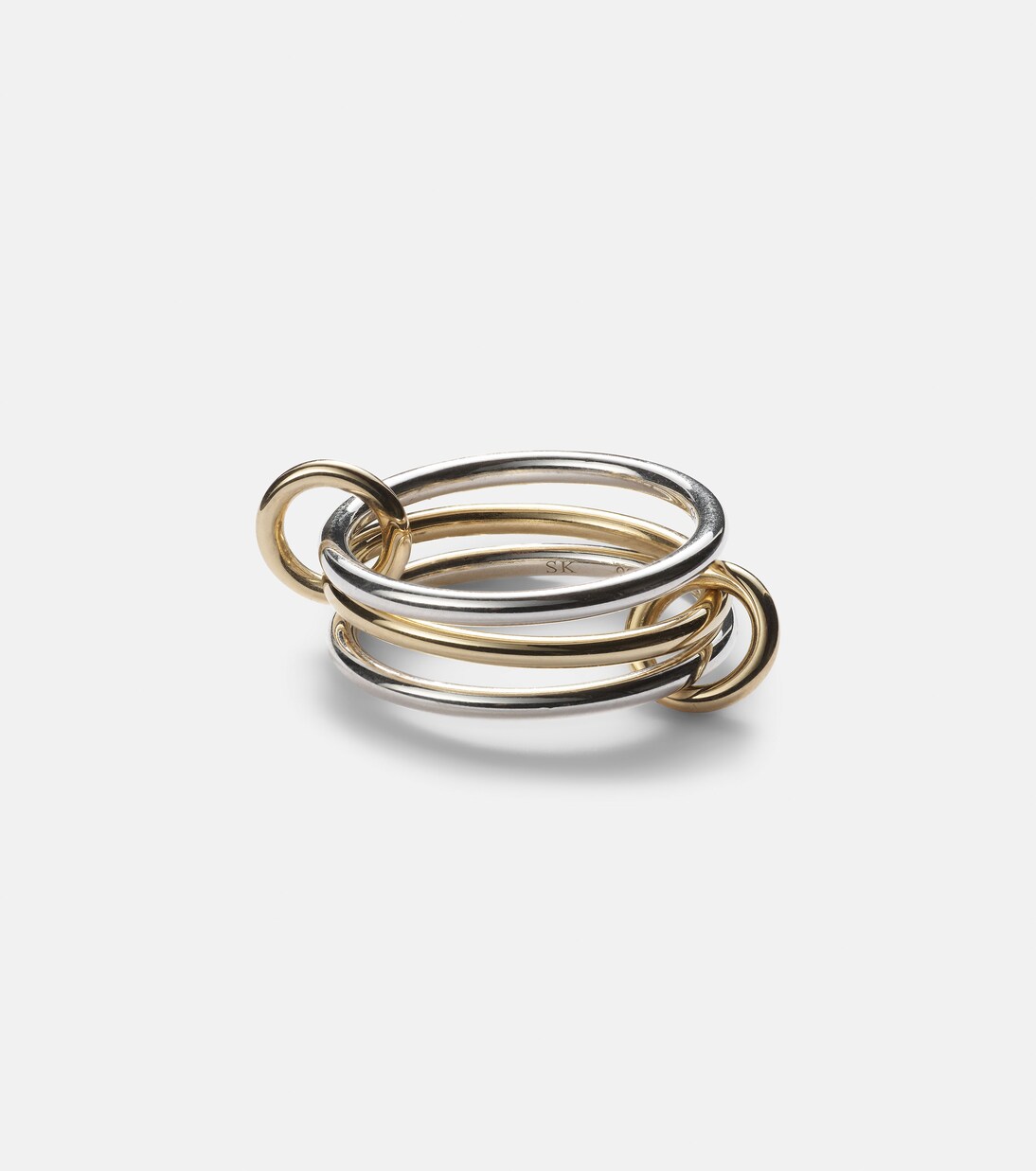 Solarium 18kt yellow gold and sterling silver linked rings | Spinelli Kilcollin