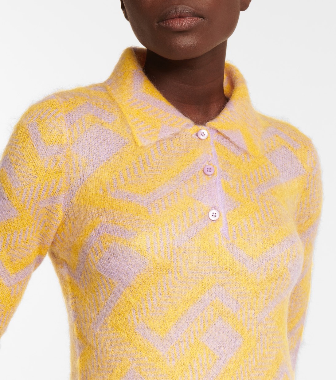 马海毛混纺Polo衫式毛衣 | Prada