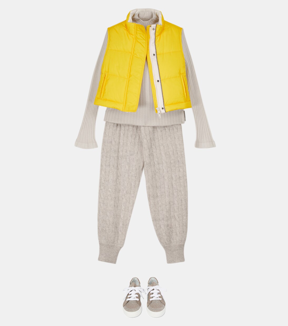 Metallic cable-knit sweatpants | Brunello Cucinelli Kids