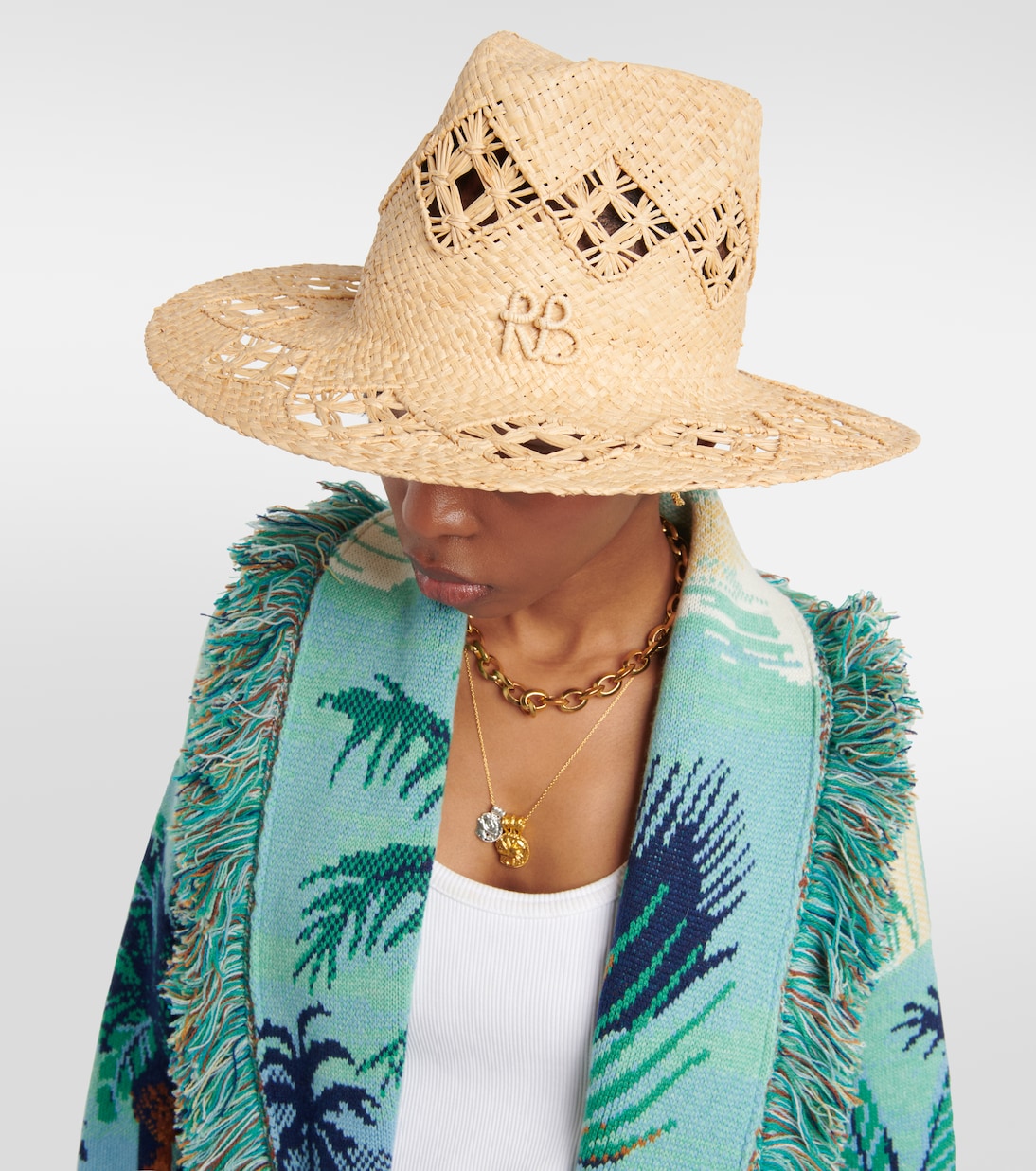 Bestickter Fedora-Hut aus Stroh | Ruslan Baginskiy