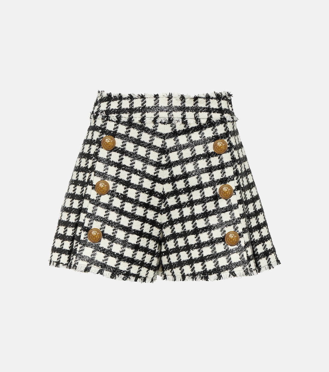 High-rise checked wool-blend shorts | Balmain