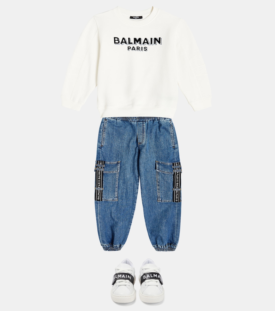 Logo cotton jersey sweatshirt | Balmain Kids
