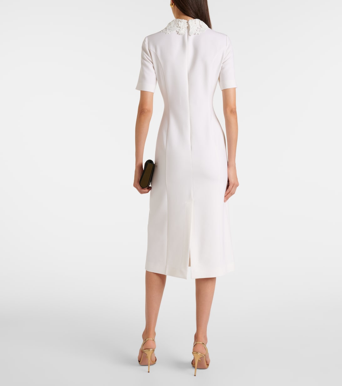 Midikleid aus einem Wollgemisch mit Spitze | Oscar de la Renta