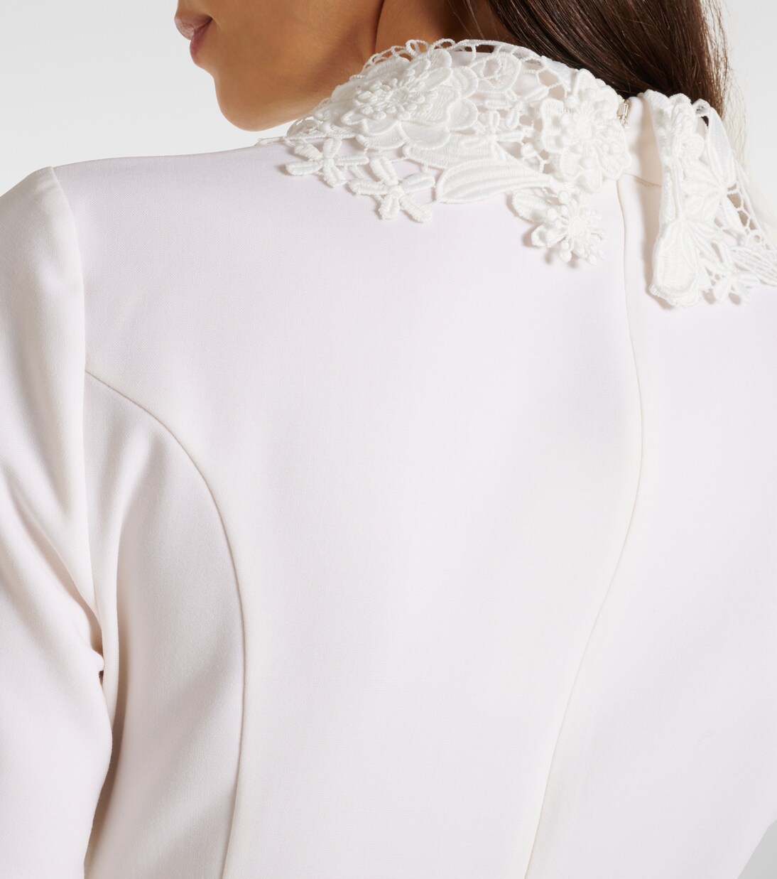 Midikleid aus einem Wollgemisch mit Spitze | Oscar de la Renta