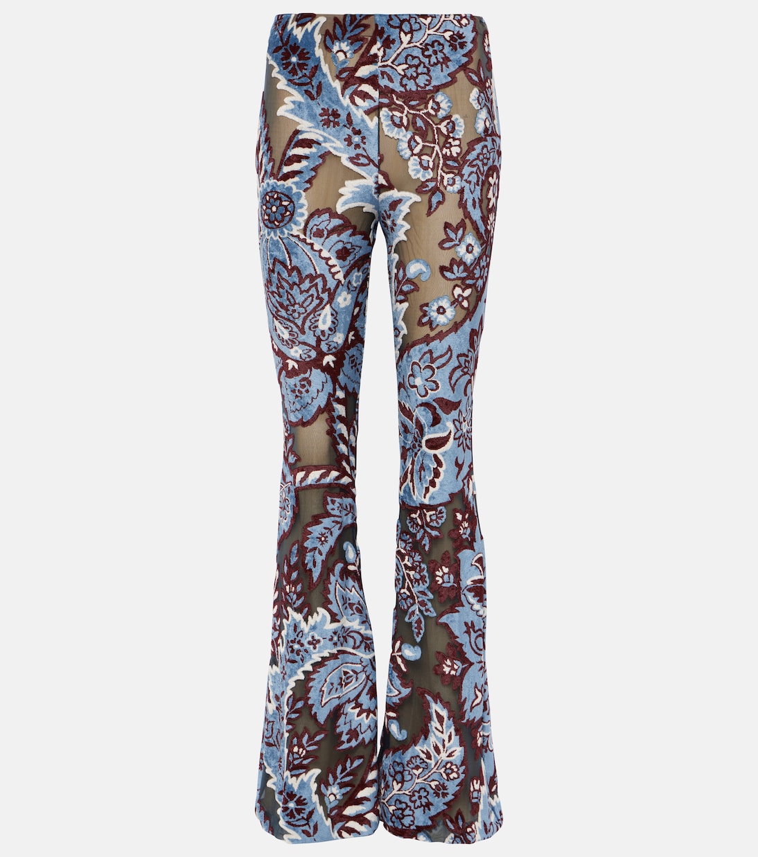 Floral velvet jacquard flared pants | Etro