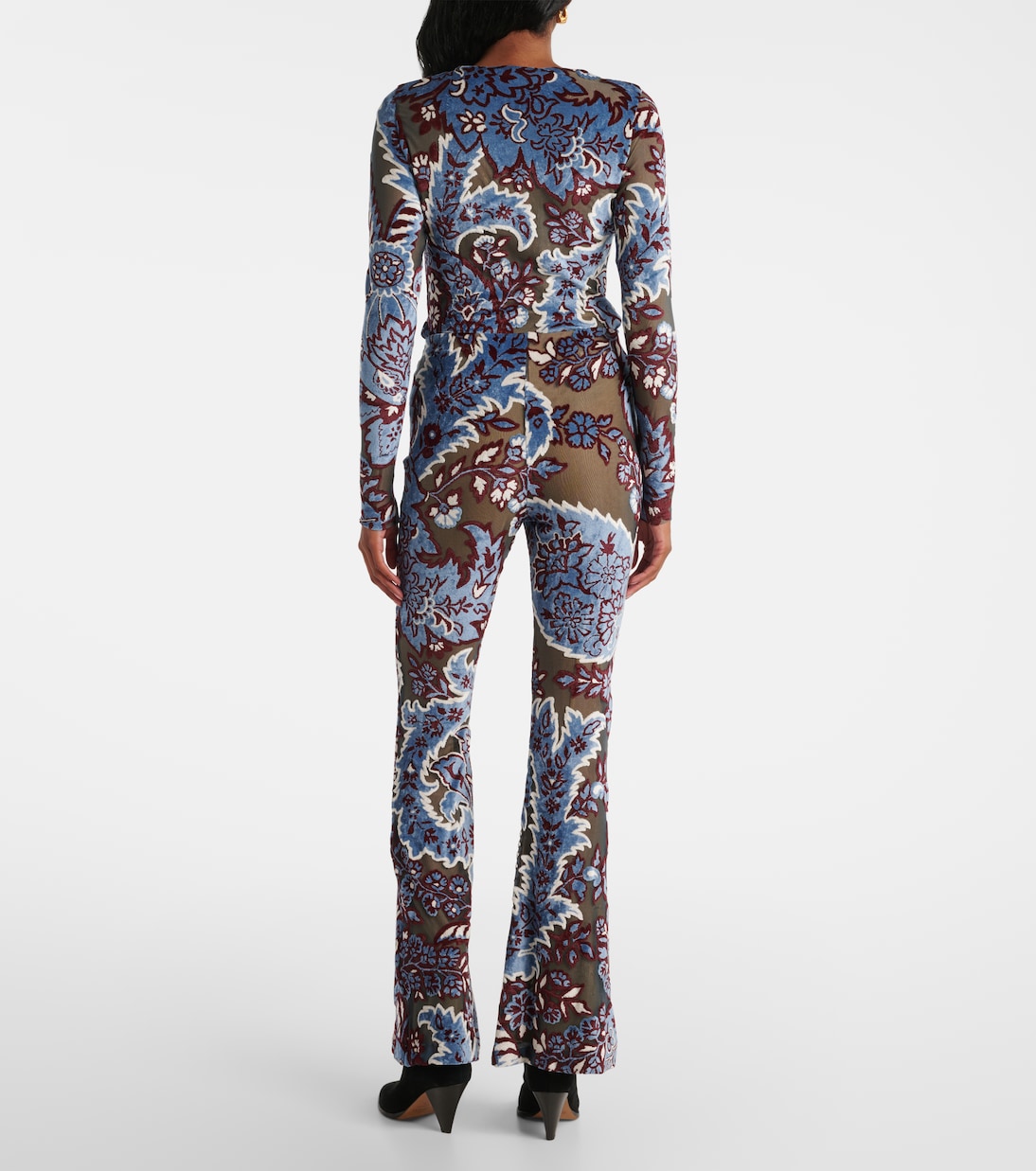 Floral velvet jacquard flared pants | Etro