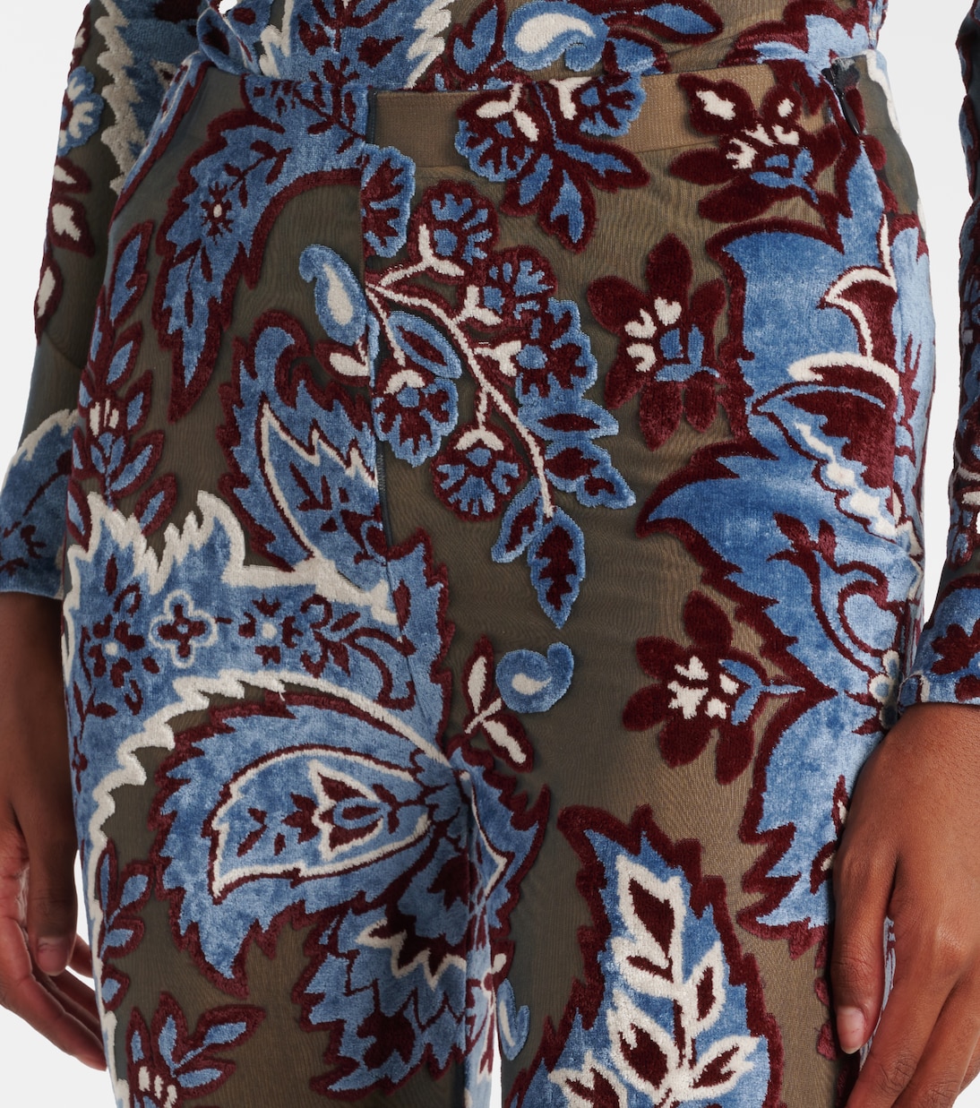 Floral velvet jacquard flared pants | Etro
