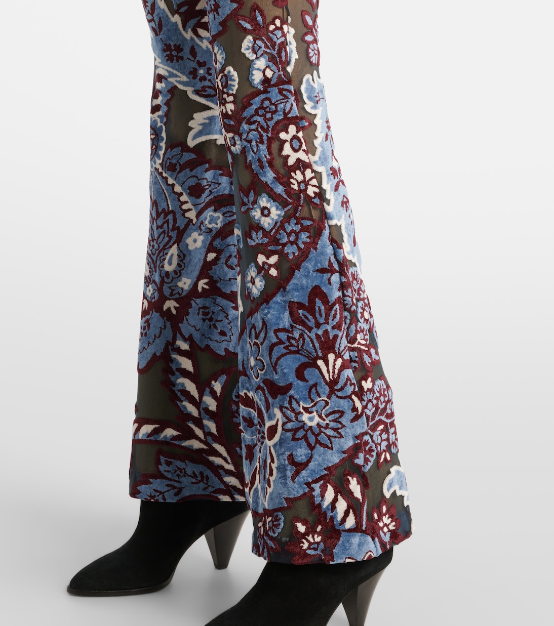 Floral velvet jacquard flared pants | Etro