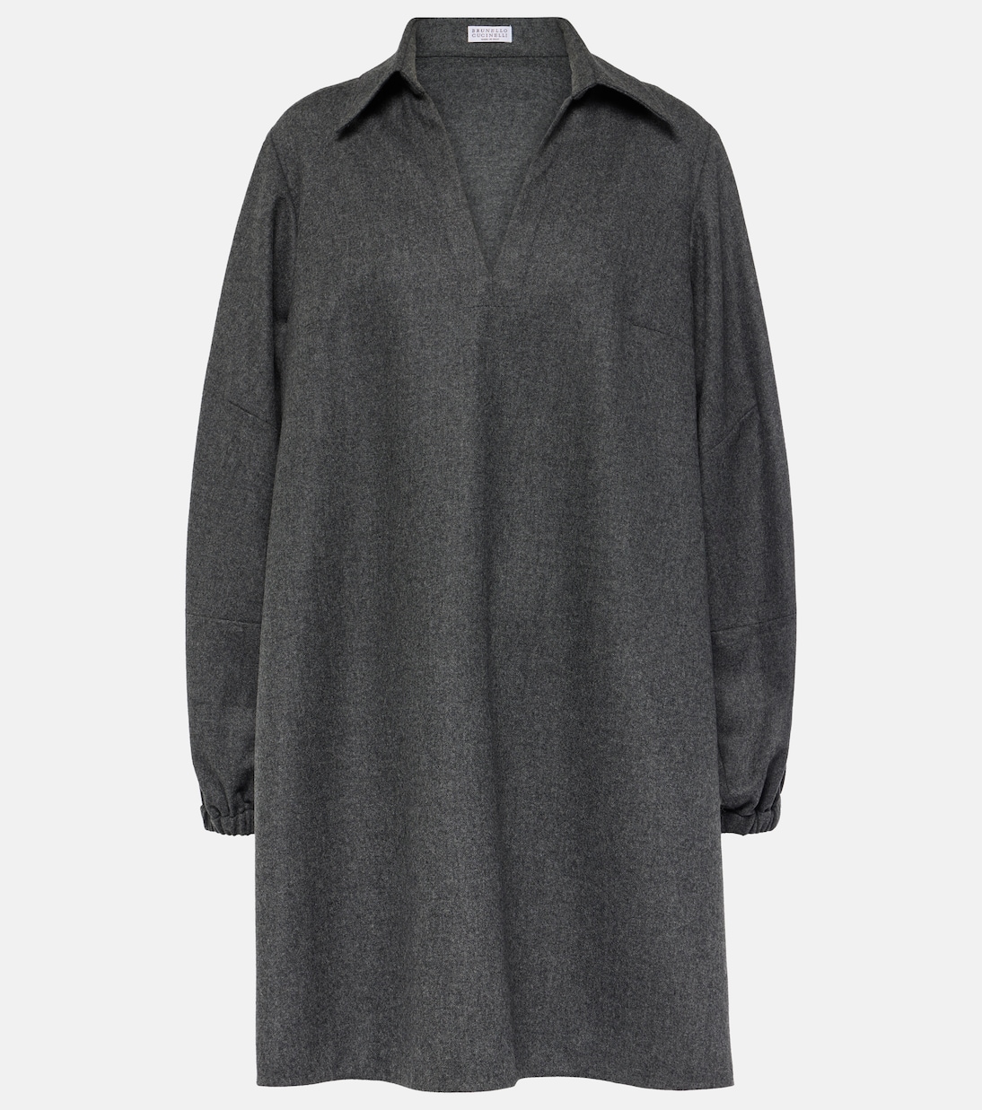 Balloon-sleeve flannel minidress | Brunello Cucinelli