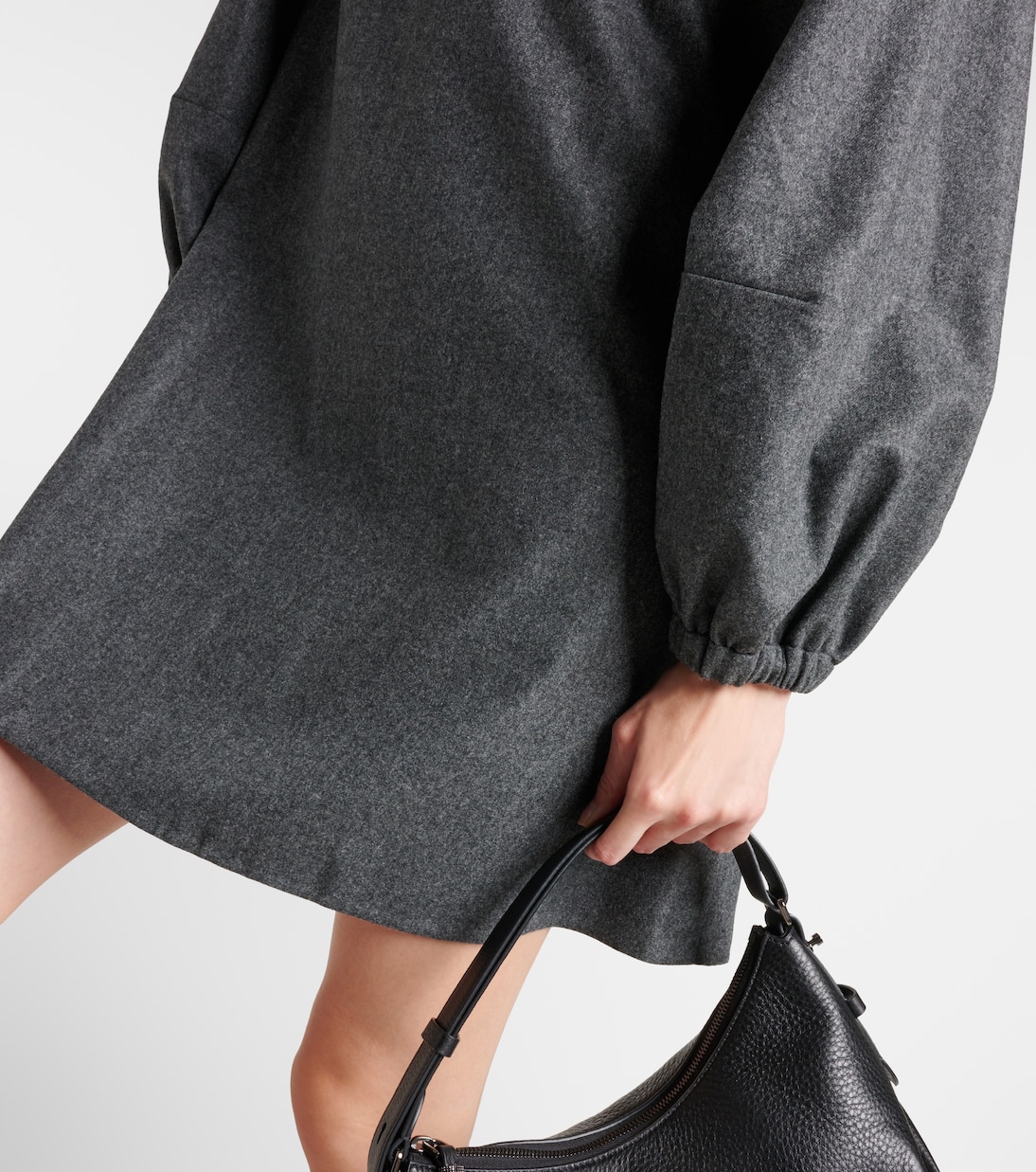 Balloon-sleeve flannel minidress | Brunello Cucinelli