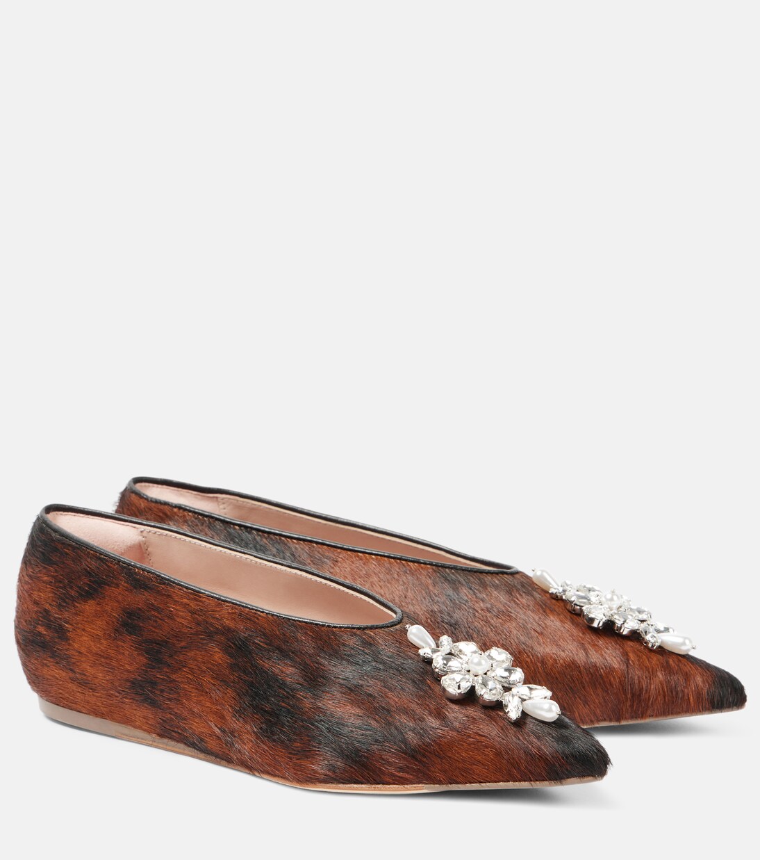 Embellished calf hair ballet flats | Simone Rocha