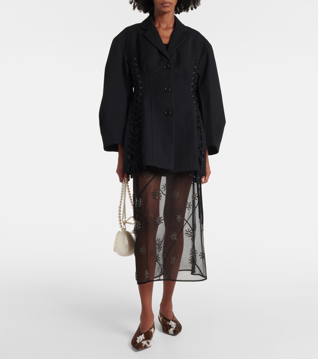 Embellished calf hair ballet flats | Simone Rocha